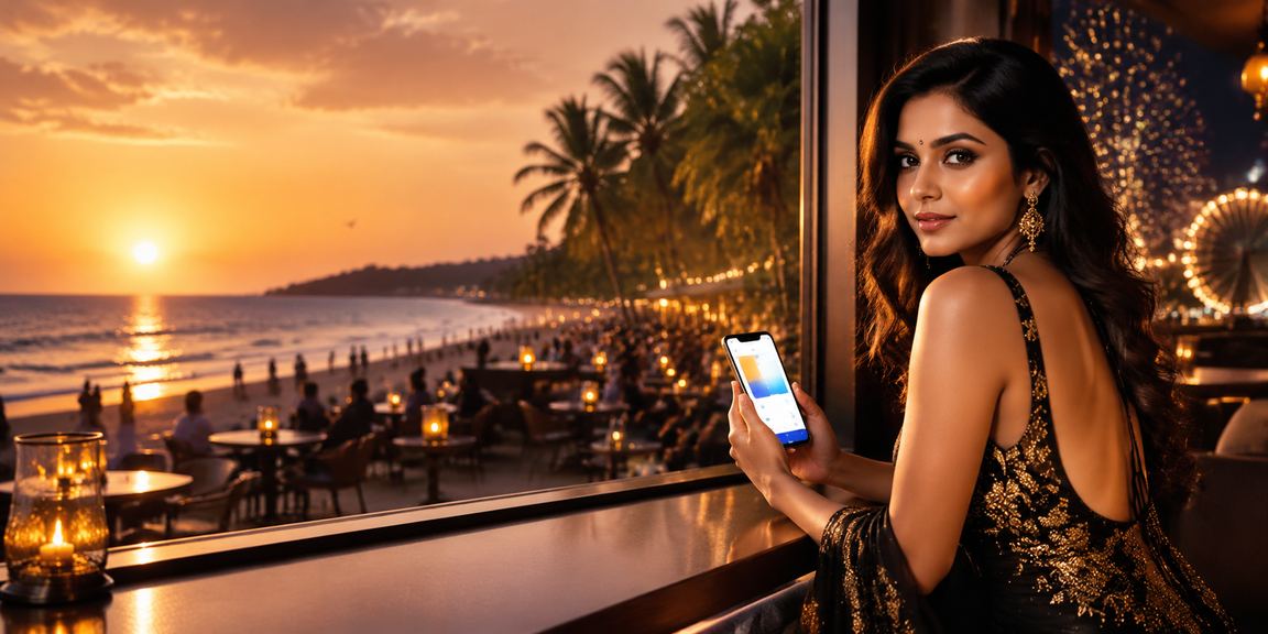 Mobile payment on beach in Goa depicting secure transactions